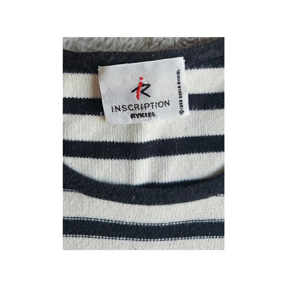 Inscription Sonia Rykiel Knit Top, Graphic Striped Crop Sweater Shirt, Sz S/M - Picture 3 of 6